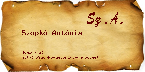 Szopkó Antónia névjegykártya